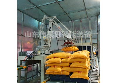 工業(yè)硫磺碼垛機器人 自動包裝碼垛設(shè)備現(xiàn)場