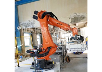 稻殼粉機械手碼垛設備 粉料包裝碼垛系統現場