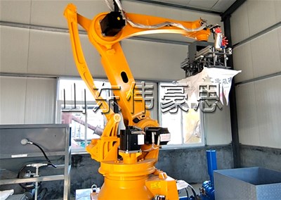 塑膠顆粒拆包機器人 全自動破袋機客戶現場